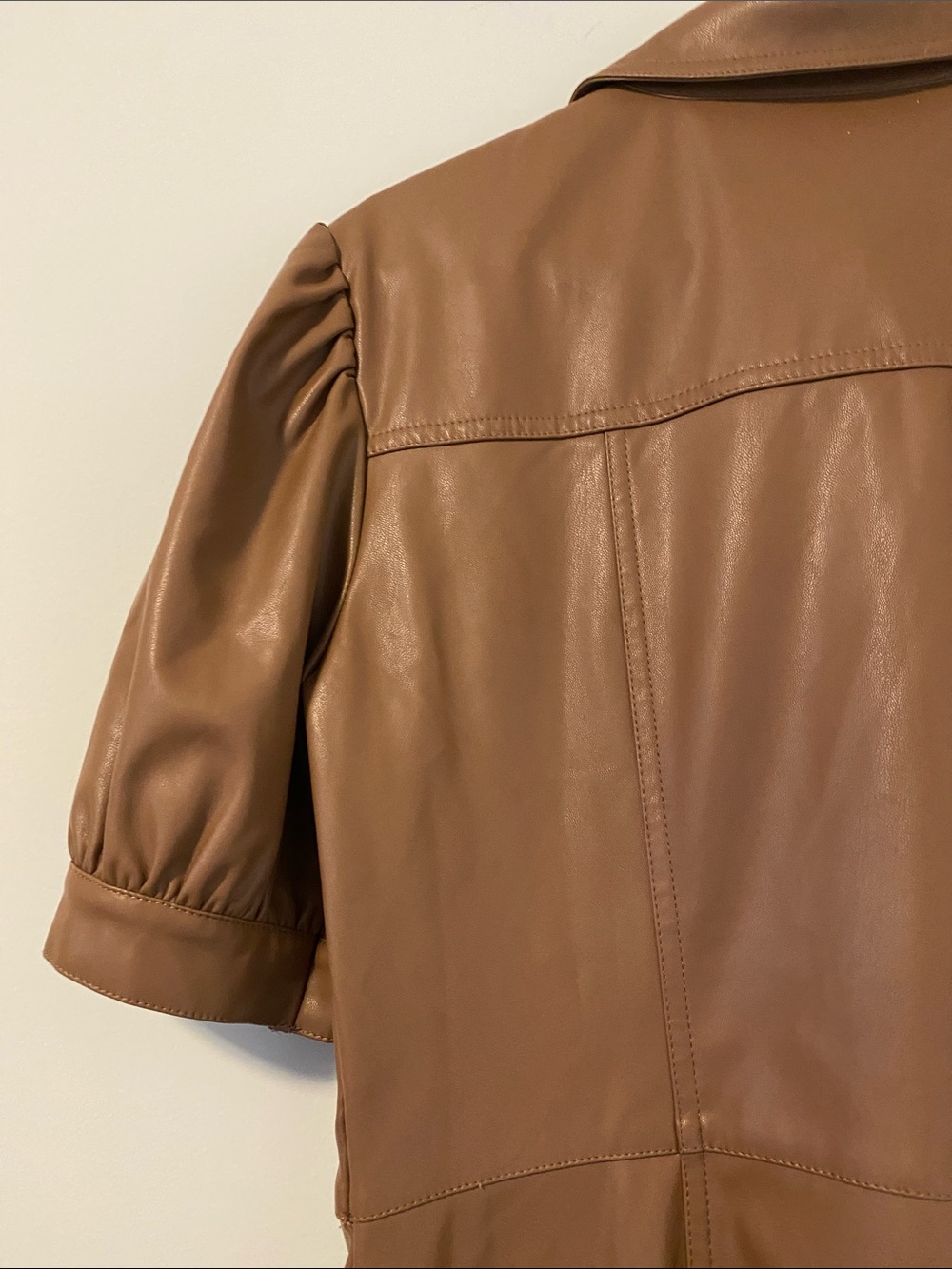 Kit + Sky Tan Faux Leather Button-Front Dress - Picture 5 of 7